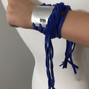 Briye blue suede tie bracelet. Cute very Boho.